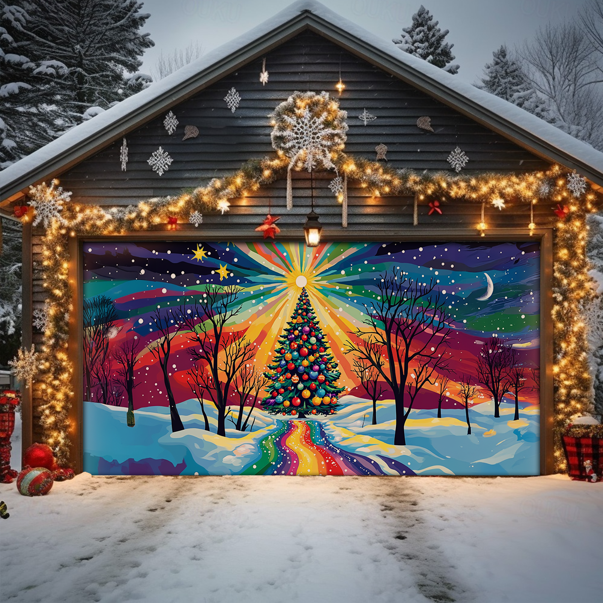 Shineful Garage Door Banner Decoration - Radiant Holiday Wonderland