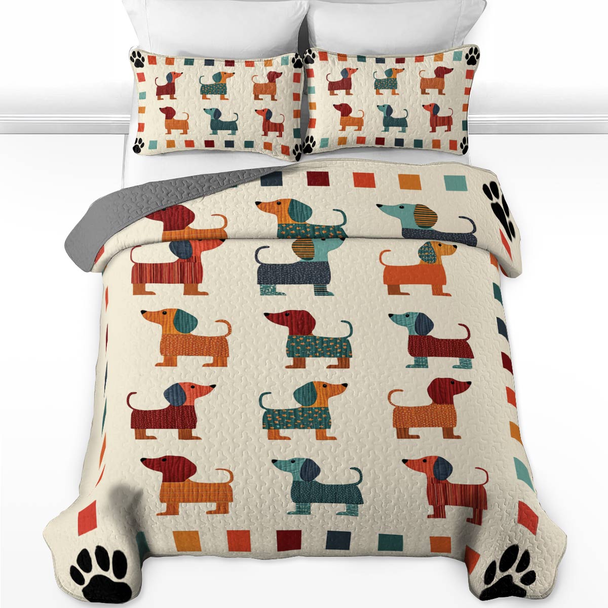 Shineful All Season Quilt 3-Piece Set Dachshund Doodle