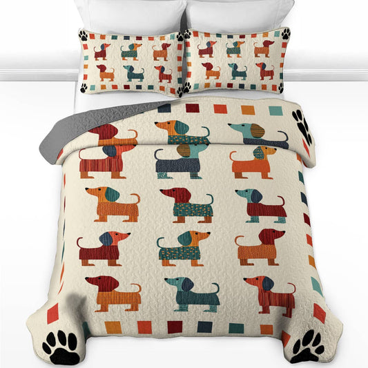 Shineful All Season Quilt 3-Piece Set Dachshund Doodle