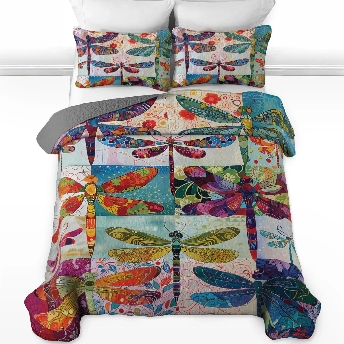 Shineful Quilt 3-Piece Set Dragonfly Harmony
