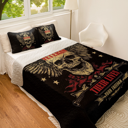 Shineful All Season Quilt 3-Piece Set American Veteran Sacrifices