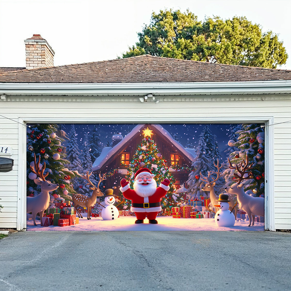Shineful Garage Door Banner Decoration Merry Christmas Santa