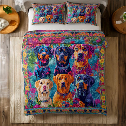 Shineful All Season Quilt 3-Piece Set - Rottweiler's Vibrant Companions