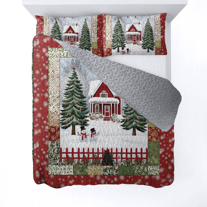Shineful All Season Quilt 3-Piece Set Snowy Village