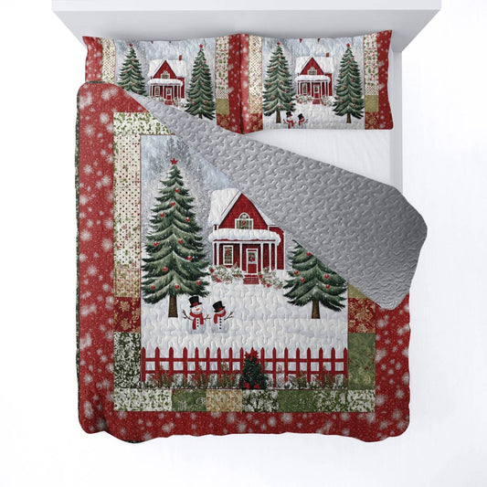 Shineful All Season Quilt 3-Piece Set Snowy Village