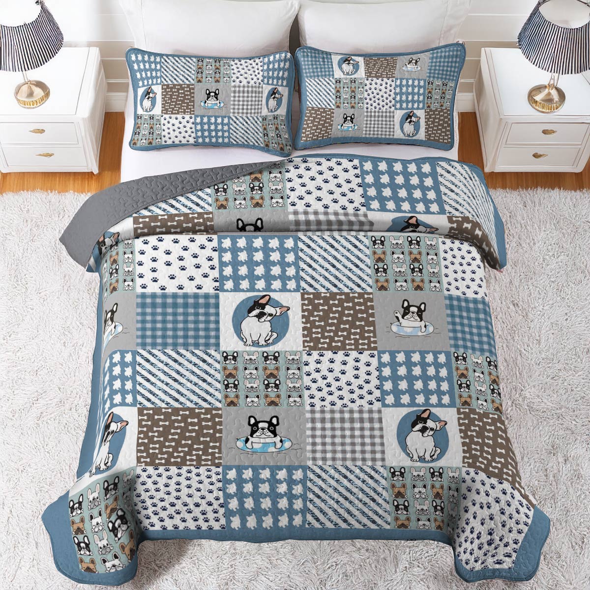 Shineful All Season Quilt 3-Piece Set Frenchie Fun