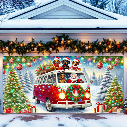 Shineful Garage Door Banner Decoration Playful Dachshund Travel