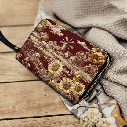 Shineful Leather Clutch Purse Texas Sunflower - Heart of the Lone Star Fields