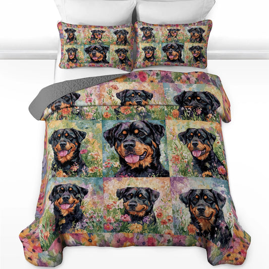 Shineful All Season Quilt 3-Piece Set - Rottweiler Meadow Haven