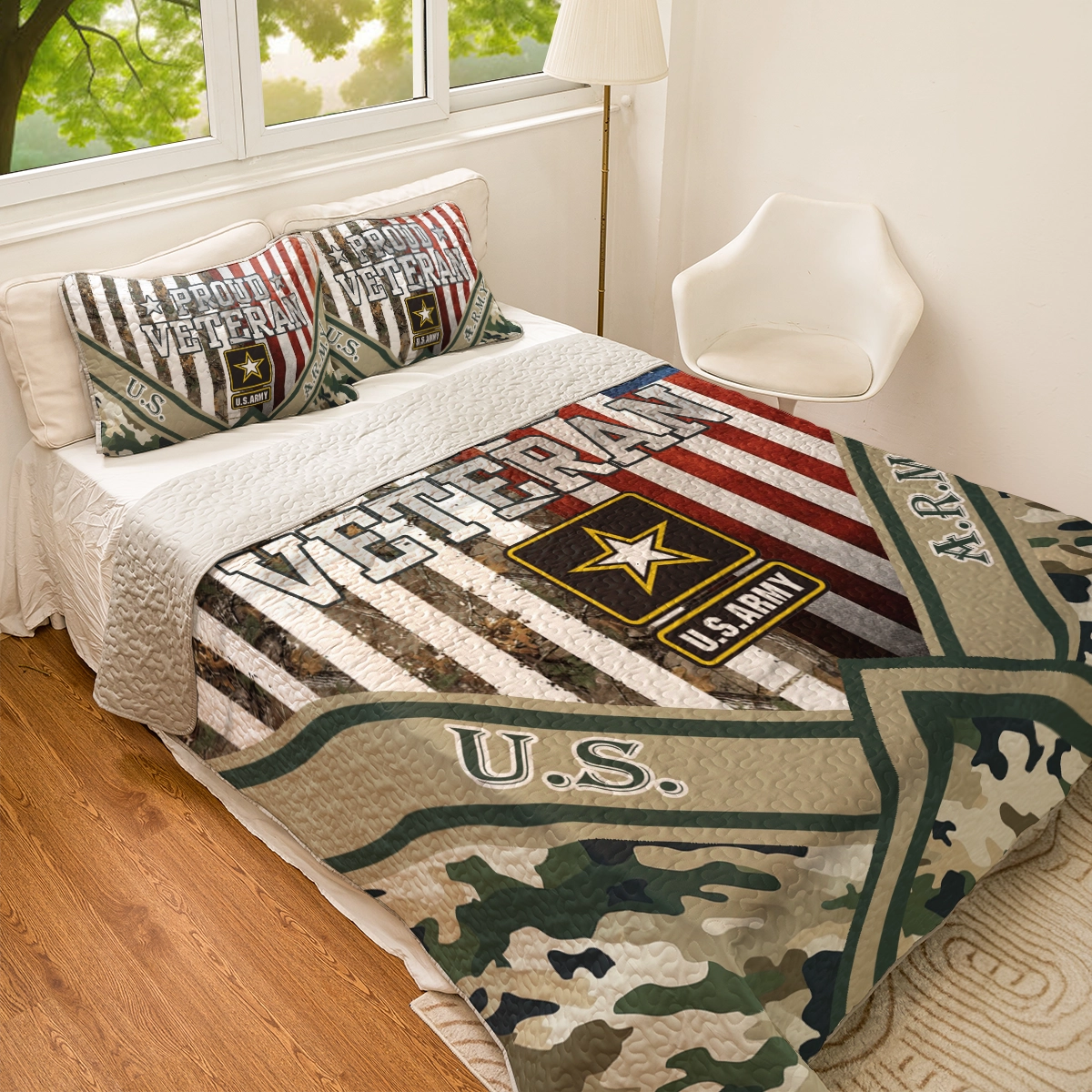 Shineful All Season Quilt 3-Piece Set American Veteran Pride