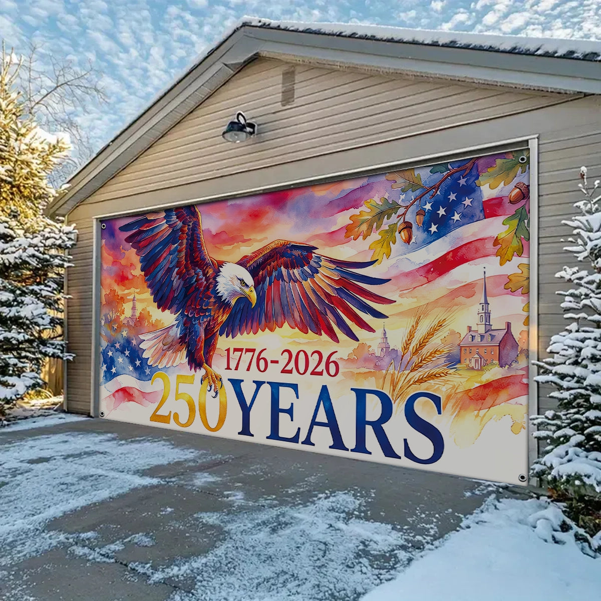 Shineful Garage Door Banner Decoration Freedom Still Soars