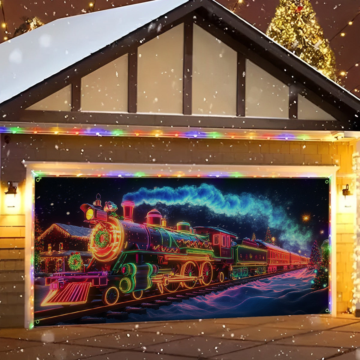 Shineful Garage Door Banner Decoration - Neon Christmas Express
