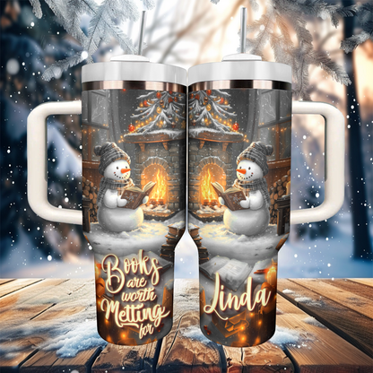 Shineful Personalized Tumbler Snowman Books Are Worth Melting For