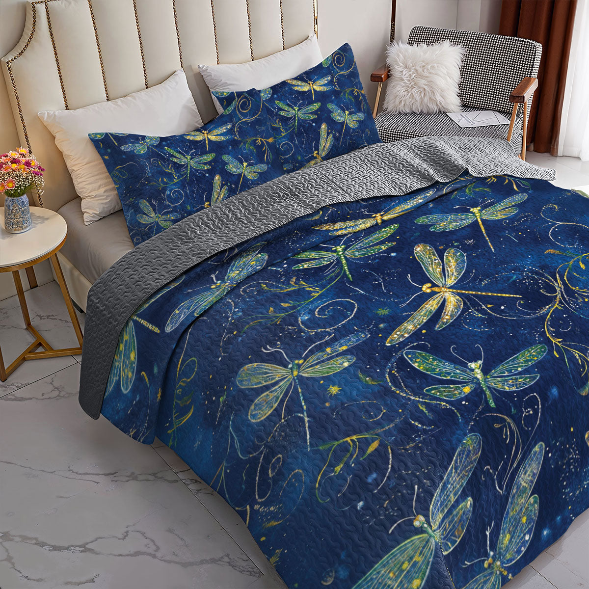 Shineful All Season Quilt 3-Piece Set Enchanted Dragonfly