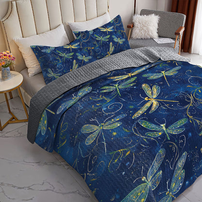 Shineful All Season Quilt 3-Piece Set Enchanted Dragonfly