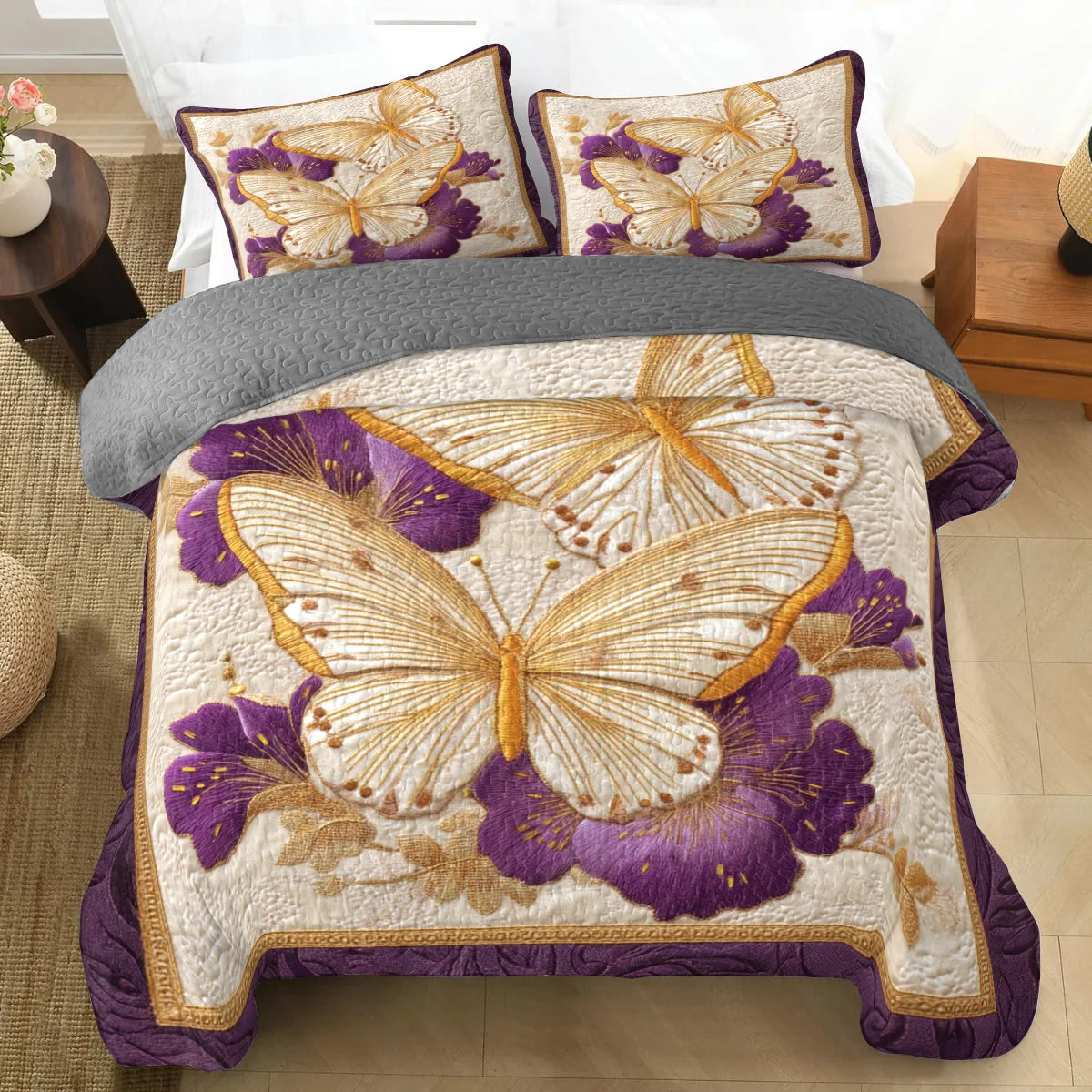 Shineful Quilt 3-Piece Set Golden Wings of Serenity