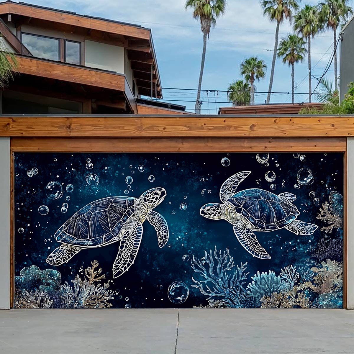 Shineful Garage Door Banner Decoration Turtle Serenity