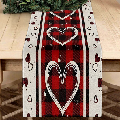 Shineful 2D Flat Print Quilted Table Runner Valentine Loving Hearts