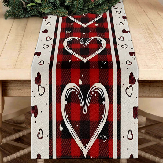 Shineful 2D Flat Print Quilted Table Runner Valentine Loving Hearts