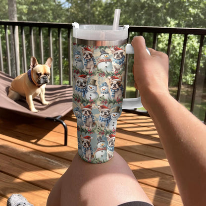 Shineful Tumbler Frosty Frenchie Christmas