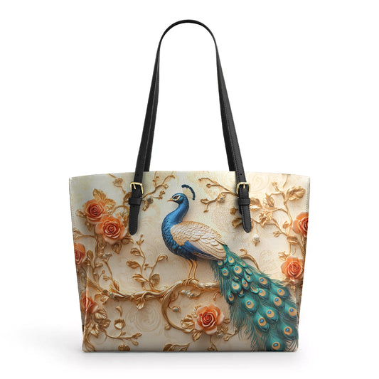 Shineful Leather Tote Bag - Majestic Peacock