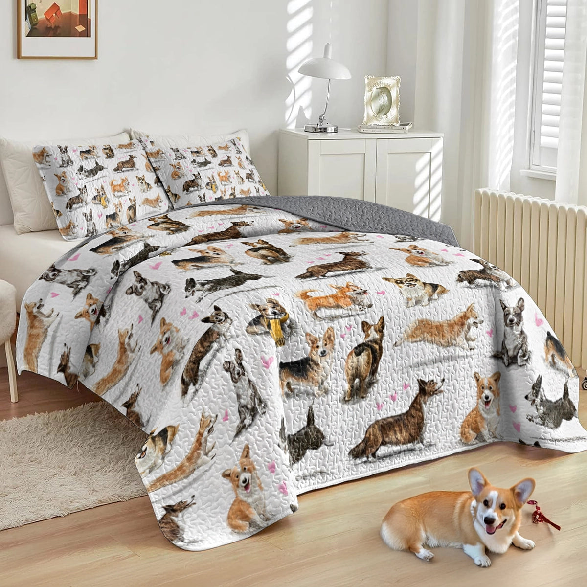 Shineful All Season Quilt 3-Piece Corgi Love Forever