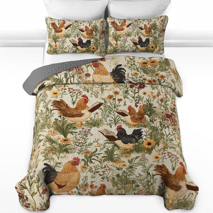 Shineful All Season Quilt 3-Piece Set Vintage Farmhouse Rooster