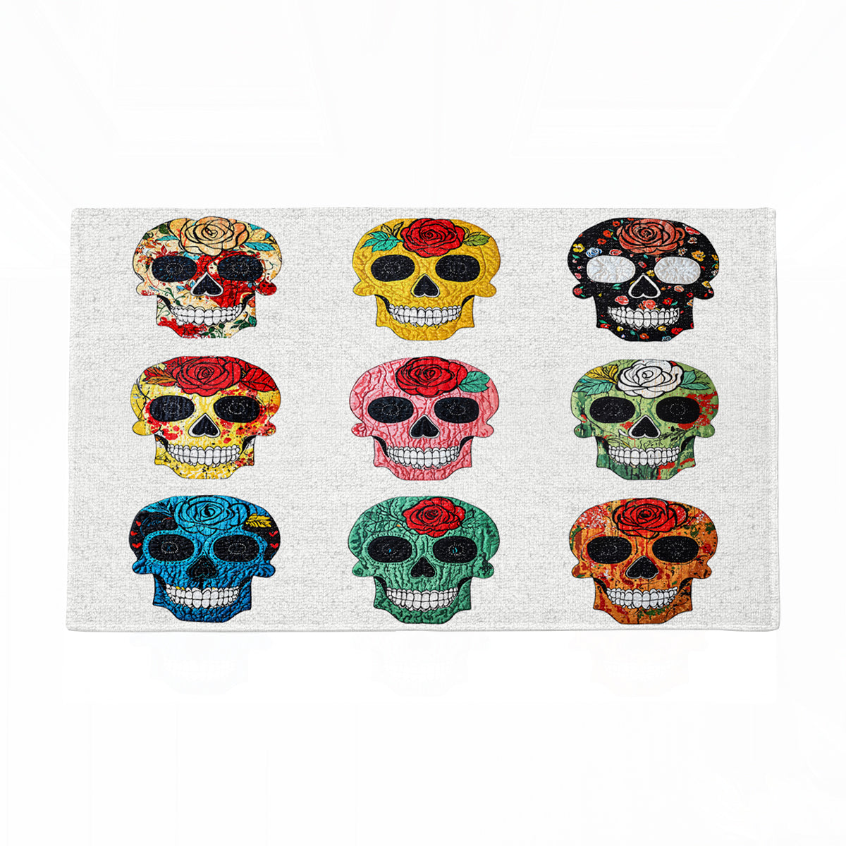 Shineful Sugar Skull Roses Ultra-Thin Non Skid Floor Mat, Kitchen Rugs