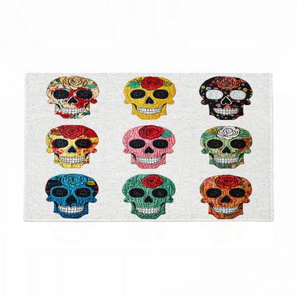 Shineful Sugar Skull Roses Ultra-Thin Non Skid Floor Mat, Kitchen Rugs