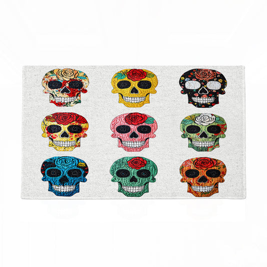 Shineful Sugar Skull Roses Ultra-Thin Non Skid Floor Mat, Kitchen Rugs