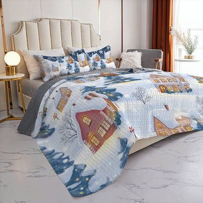 Shineful All Season Quilt 3-Piece Set Peace Village Christmas