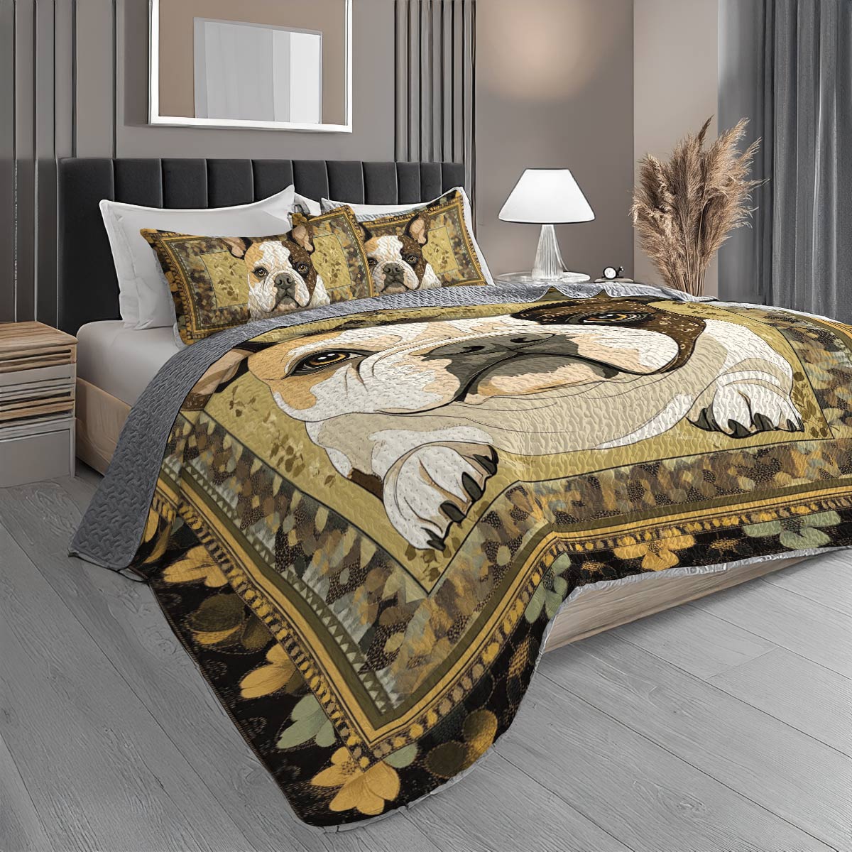 Shineful All Season Quilt 3-Piece Set Bulldog Bliss