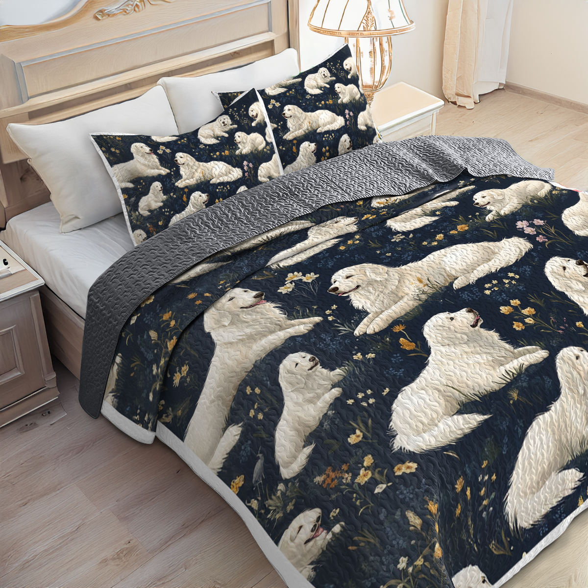Shineful All Season Quilt 3-Piece Set - Vintage Golden Pattern