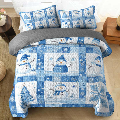 Shineful All Season Quilt 3-Piece Set Frosty Snowman Winter