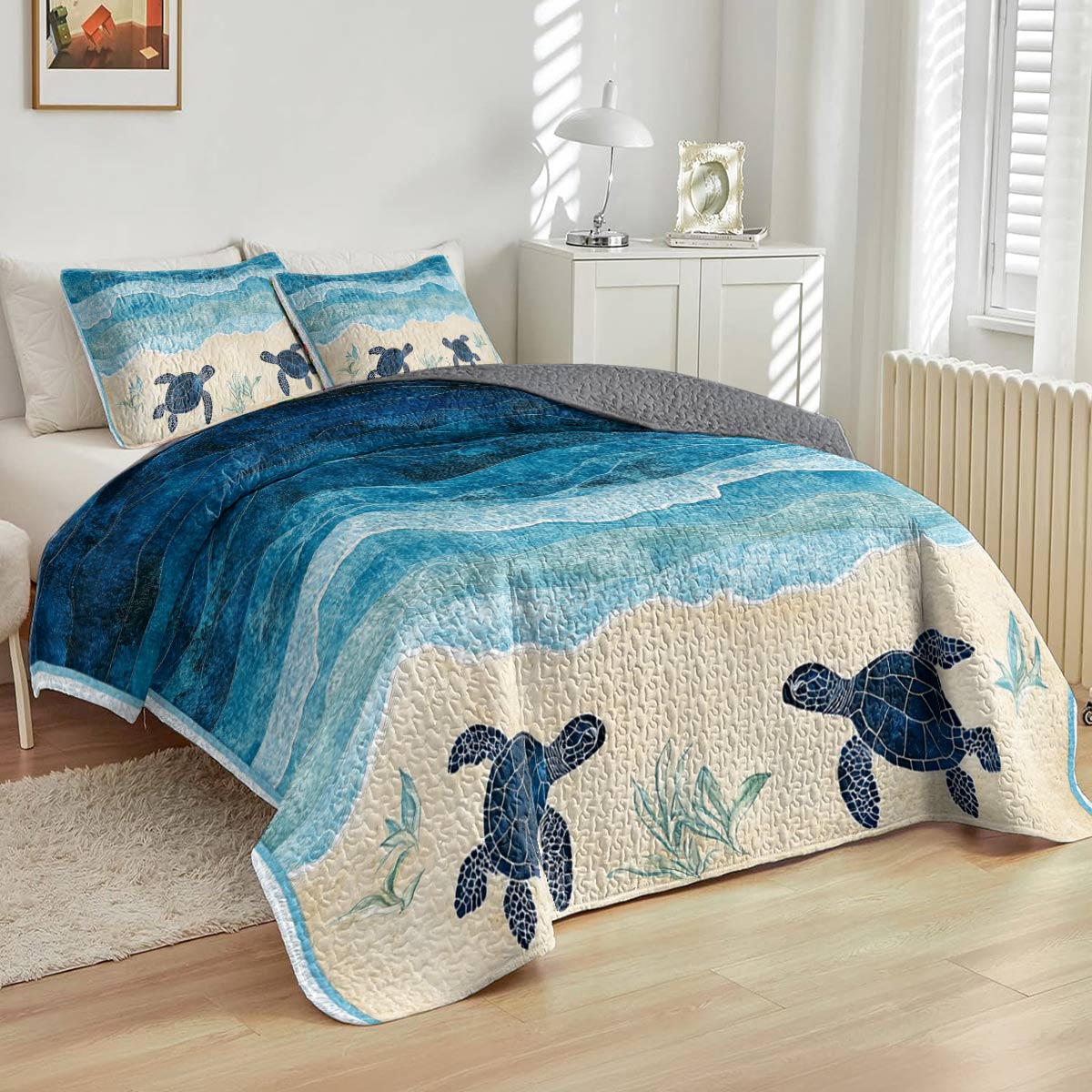 Shineful All Season Quilt 3-Piece Set Ocean Waves
