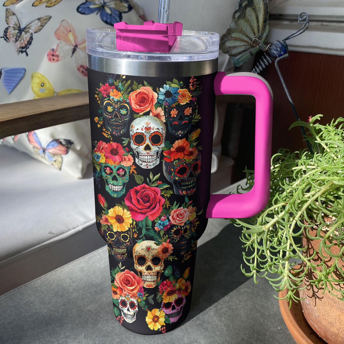 Shineful Tumbler - Floral Fiesta Skull