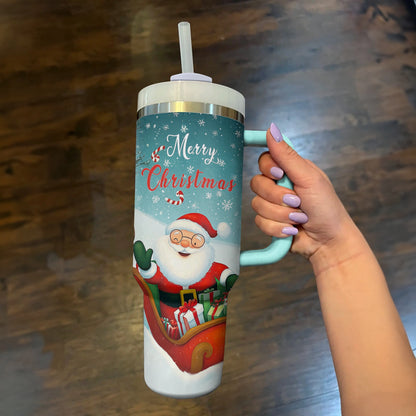 Shineful Tumbler Personalized Christmas Jolly Santa Sleigh Ride