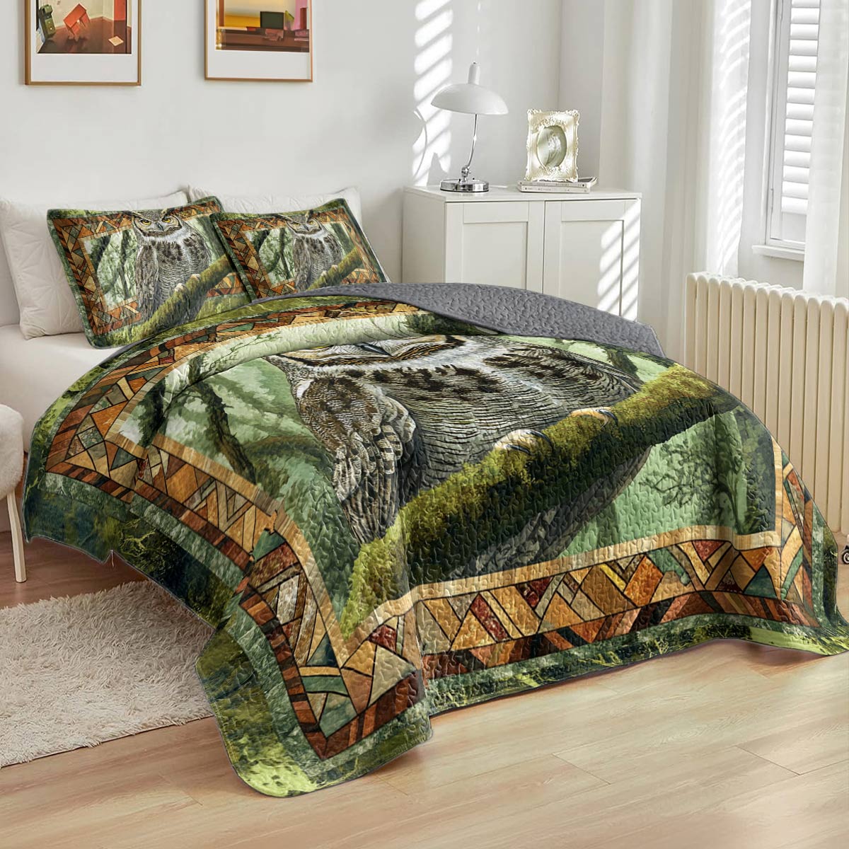 Shineful All Season Quilt 3-Piece Set Wise Owl