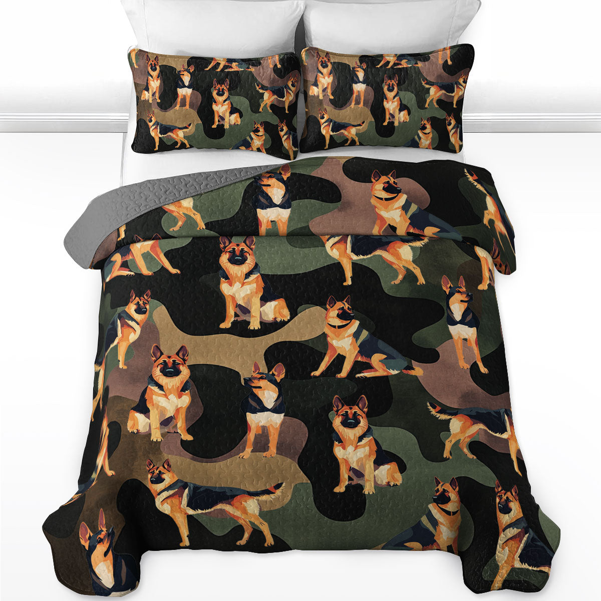 Shineful All Season Quilt 3-Piece Set Camouflage Shepherd