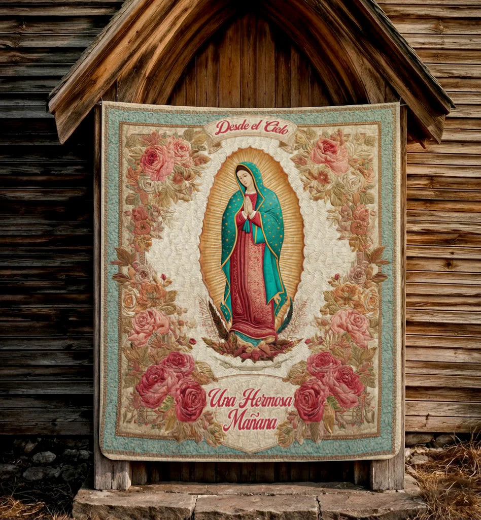 Shineful Flat Print Faux Quilt Blanket Our Lady Of Guadalupe