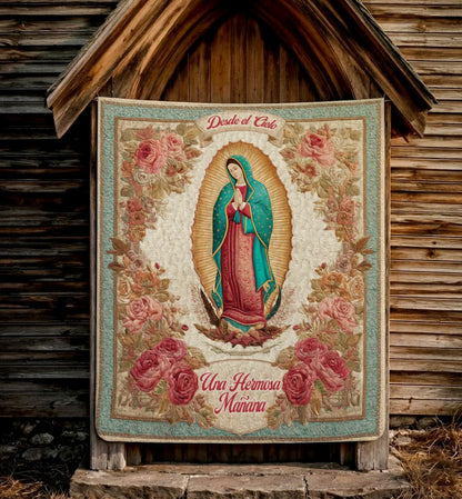 Shineful Flat Print Faux Quilt Blanket Our Lady Of Guadalupe