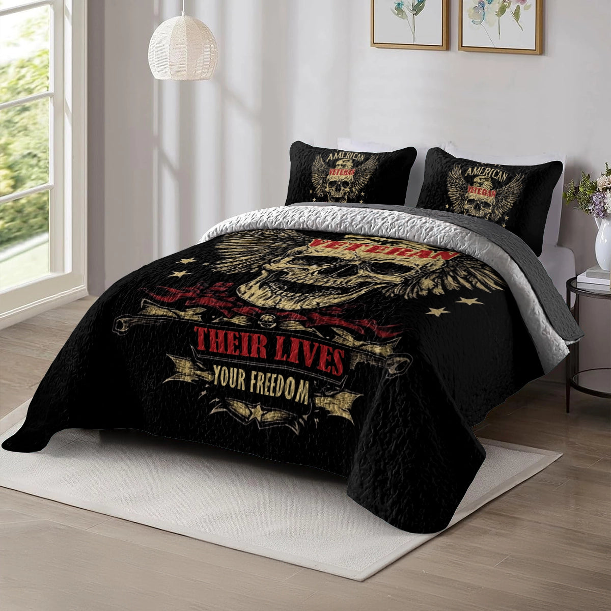 Shineful All Season Quilt 3-Piece Set American Veteran Sacrifices
