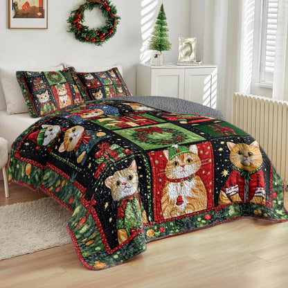 Shineful All Season Quilt 3-Piece Set Festive Cats