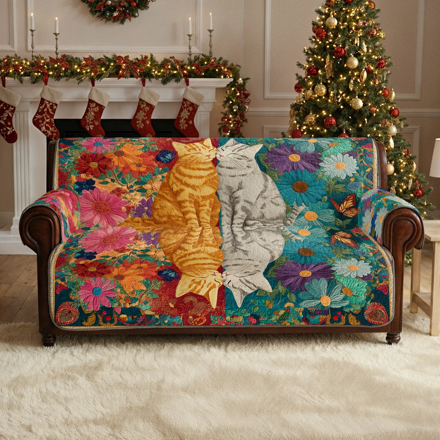 Shineful Sofa Cover Set Floral Companions Cat