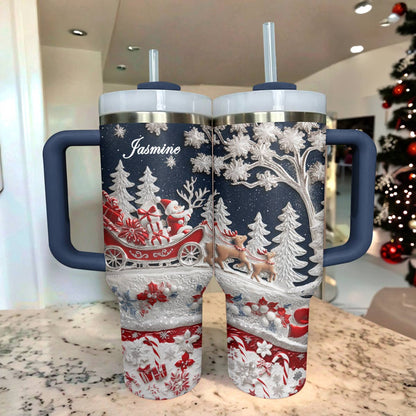 Shineful Glossy Personalized Tumbler Delightful Santa