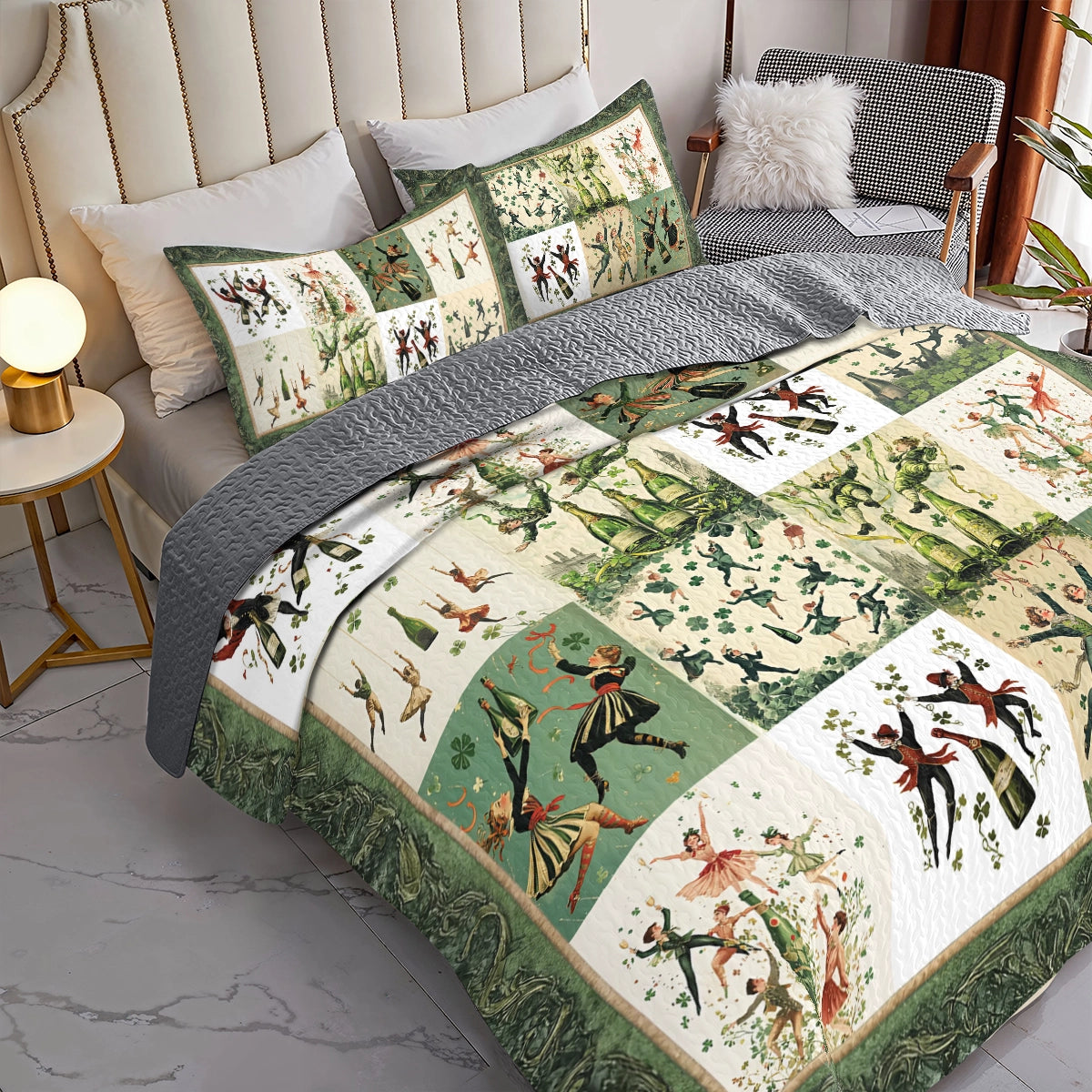 Shineful All Season Quilt 3-Piece Set Wine Irish Dance Dream