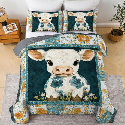 Shineful All Season Quilt 3-Piece Set Adorable Floral Calf