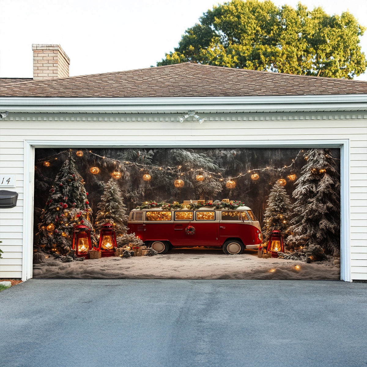 Shineful Garage Door Banner Decoration - Holiday Camper Wonderland