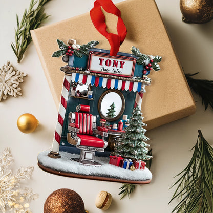 Shineful 2D Acrylic Ornament - Personalized Hair Salon Holiday Barber Shop