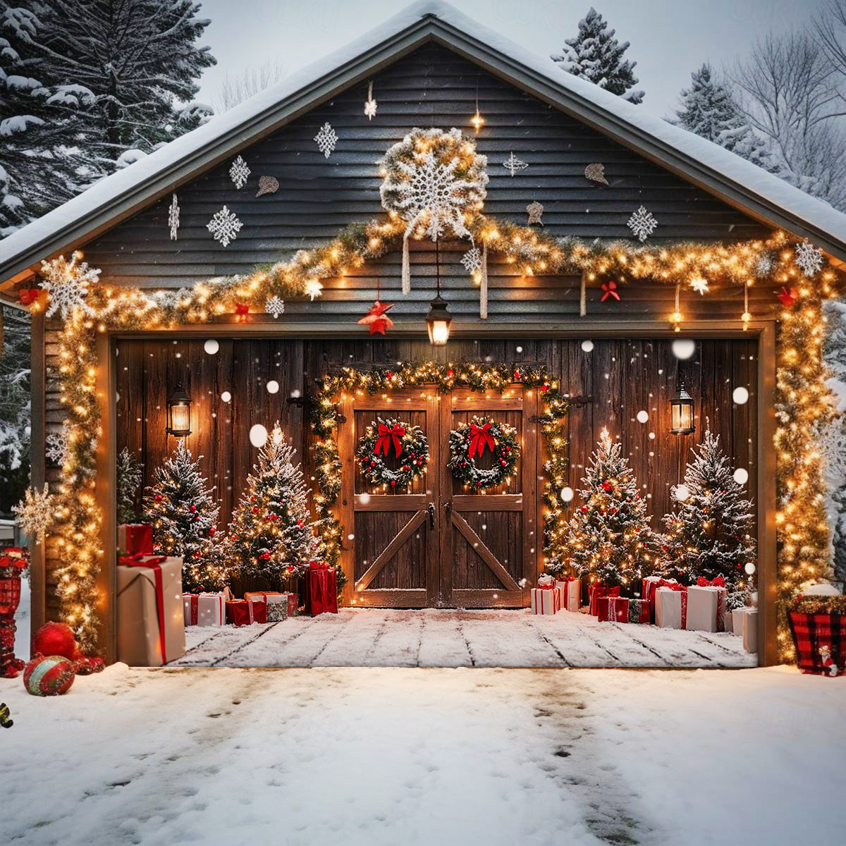 Shineful Garage Door Banner Decoration - Festive Garage